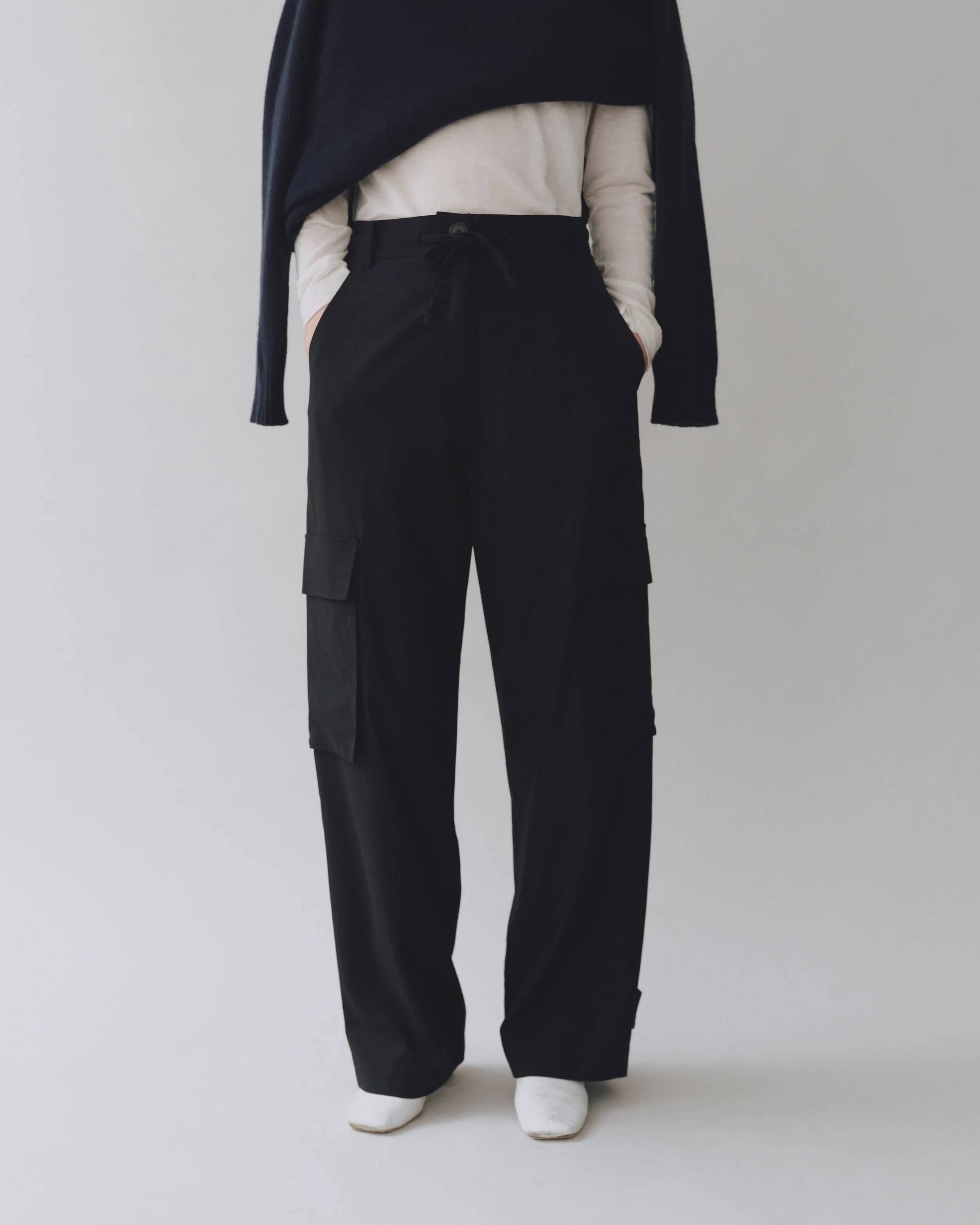 WOOL BLEND CARGO PANTS - BLACK — MIJEONG PARK - LA based 
