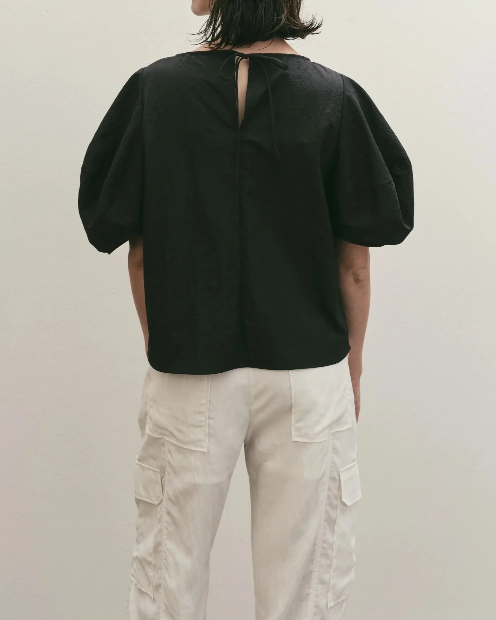 BALLOON SLEEVE BLOUSE - DARK NAVY — MIJEONG PARK - LA based 