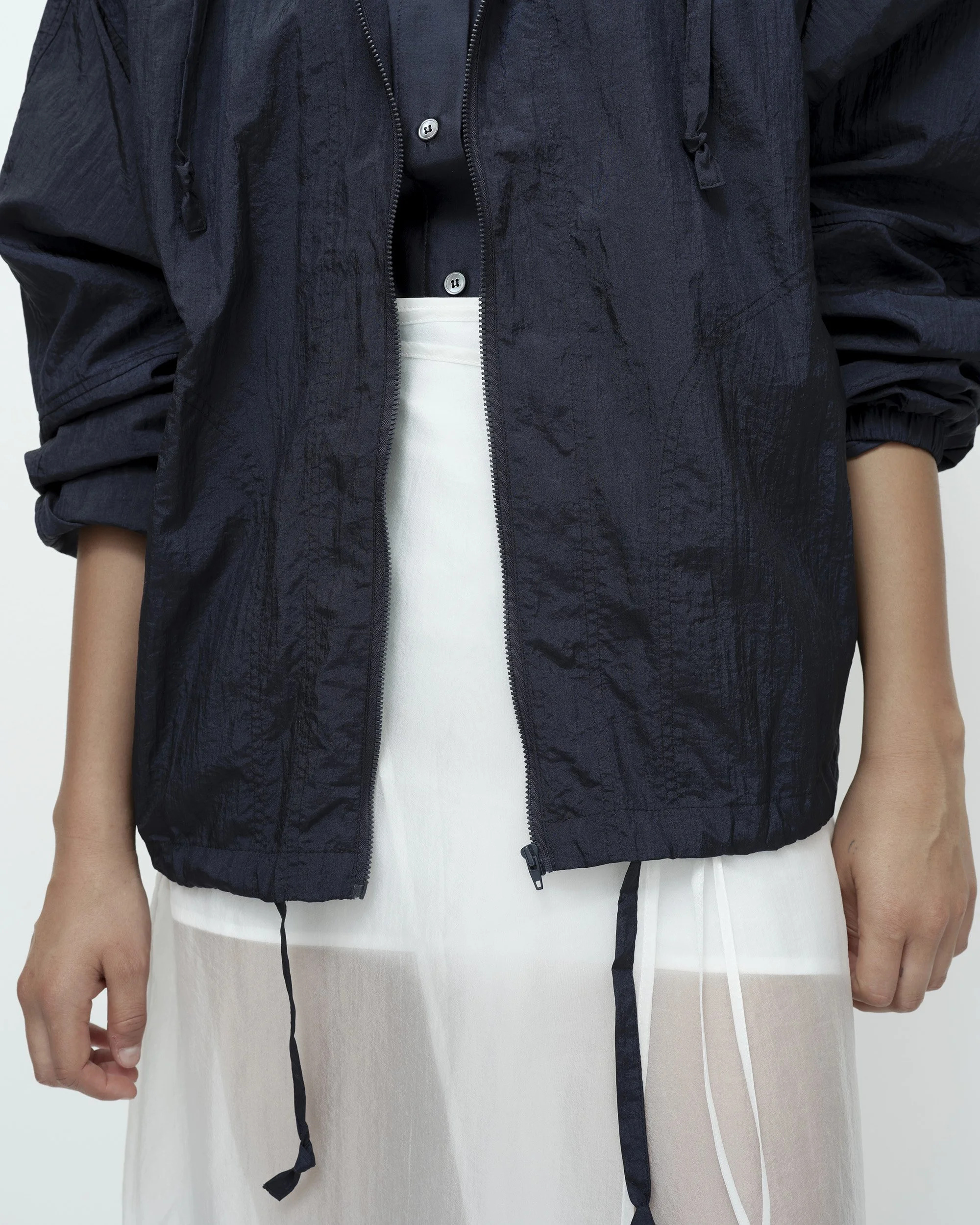 SHIRRED ANORAK - NAVY — MIJEONG PARK - LA based womenswear label