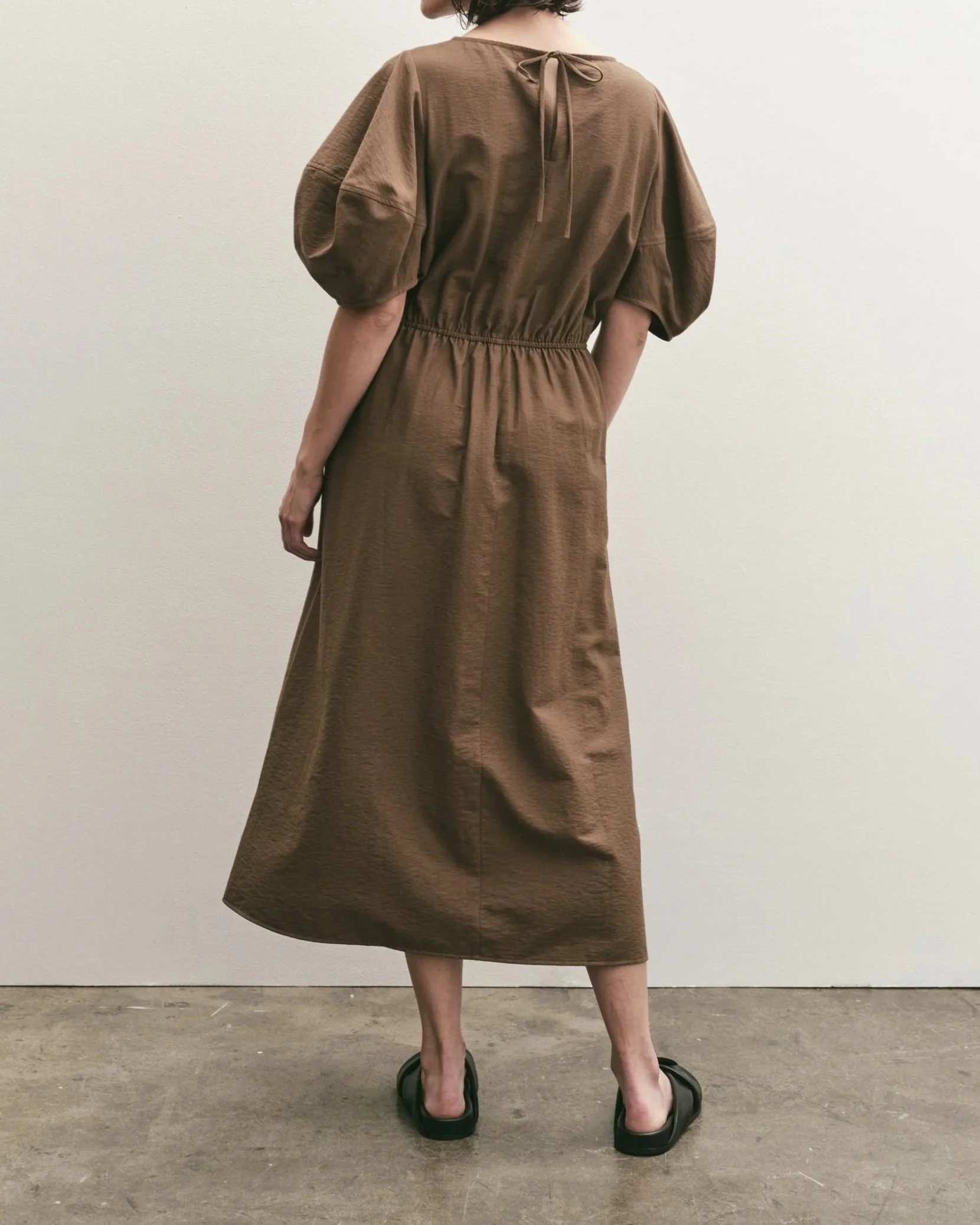 brown midi dress sleeves Sumatra Midi Dress Brown Size M