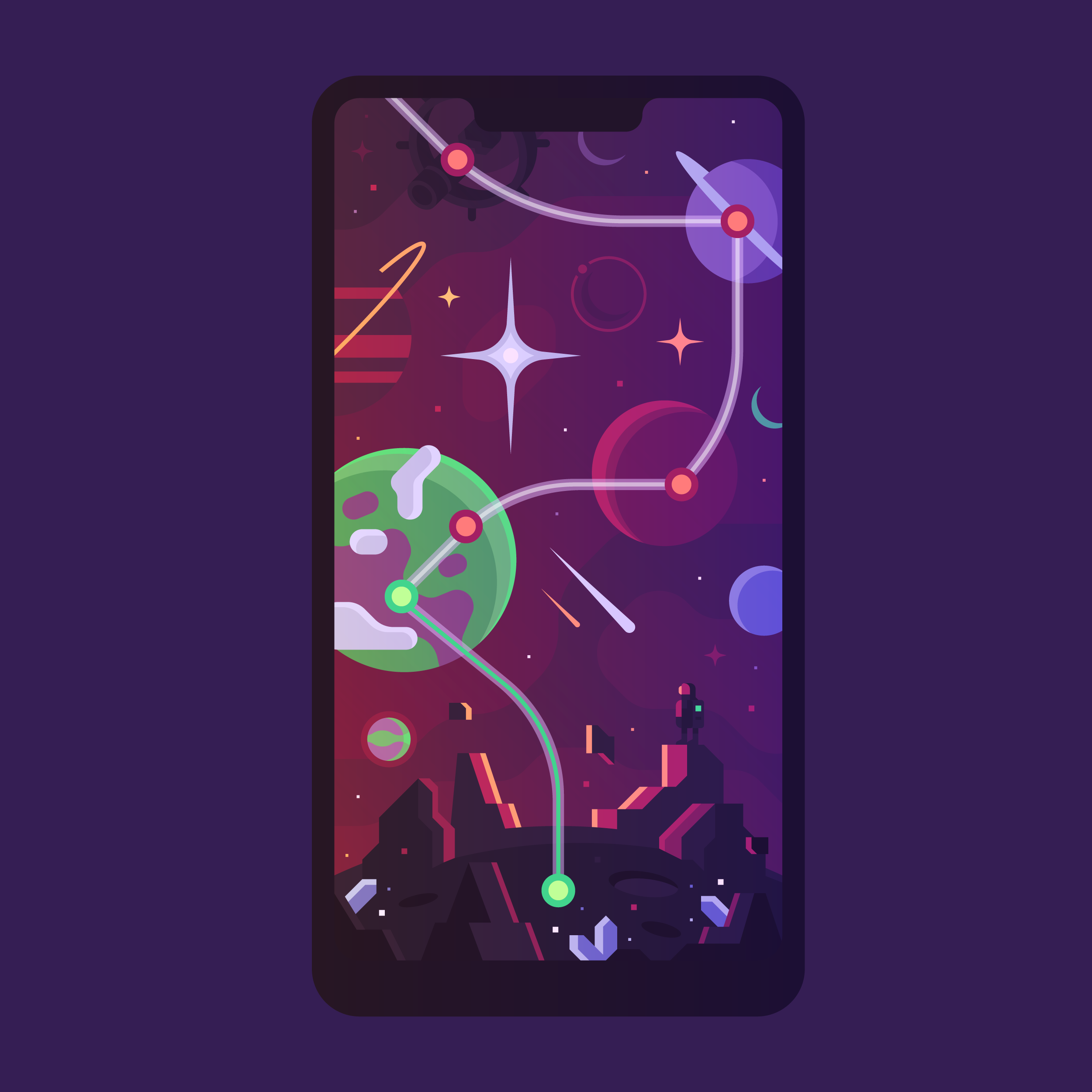 This design shows how the player would travel to different planets, space stations and more.