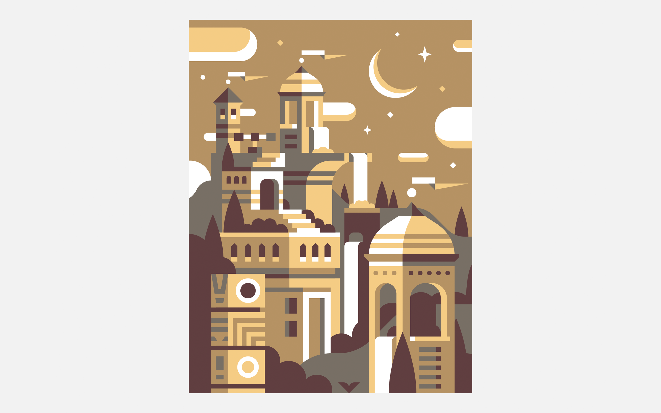 Fortress Monument Valley, Discord Office Divider illustrations by Matt Anderson and Canopy Design and Illustration