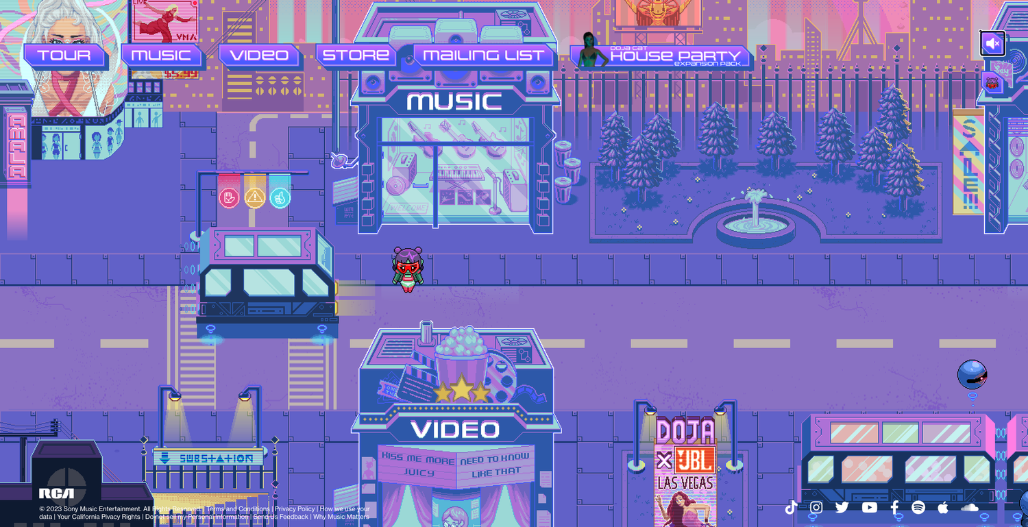 Doja Cat website game screen
