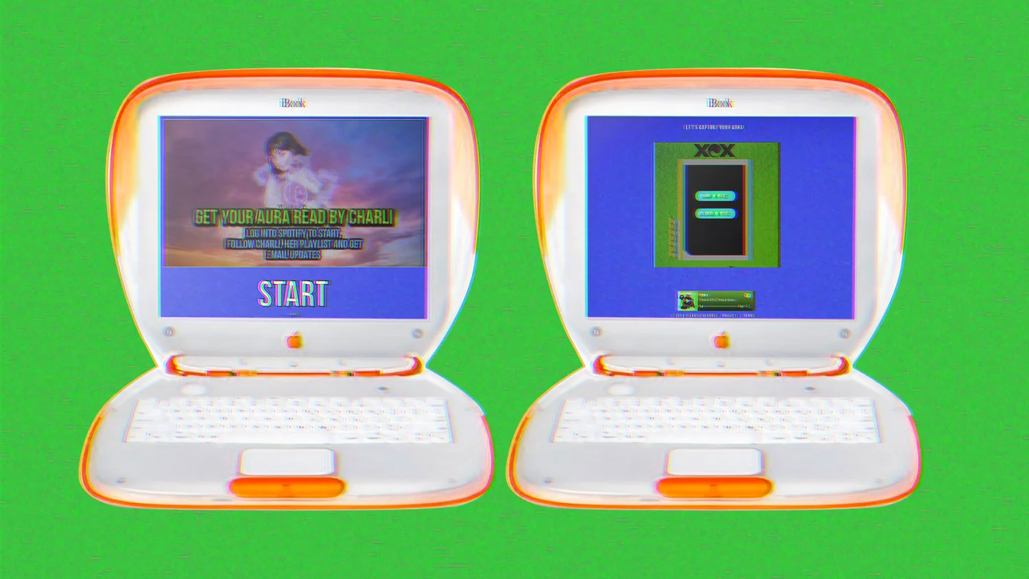 Charli XCX Aura Reader iMac mockup, start screen