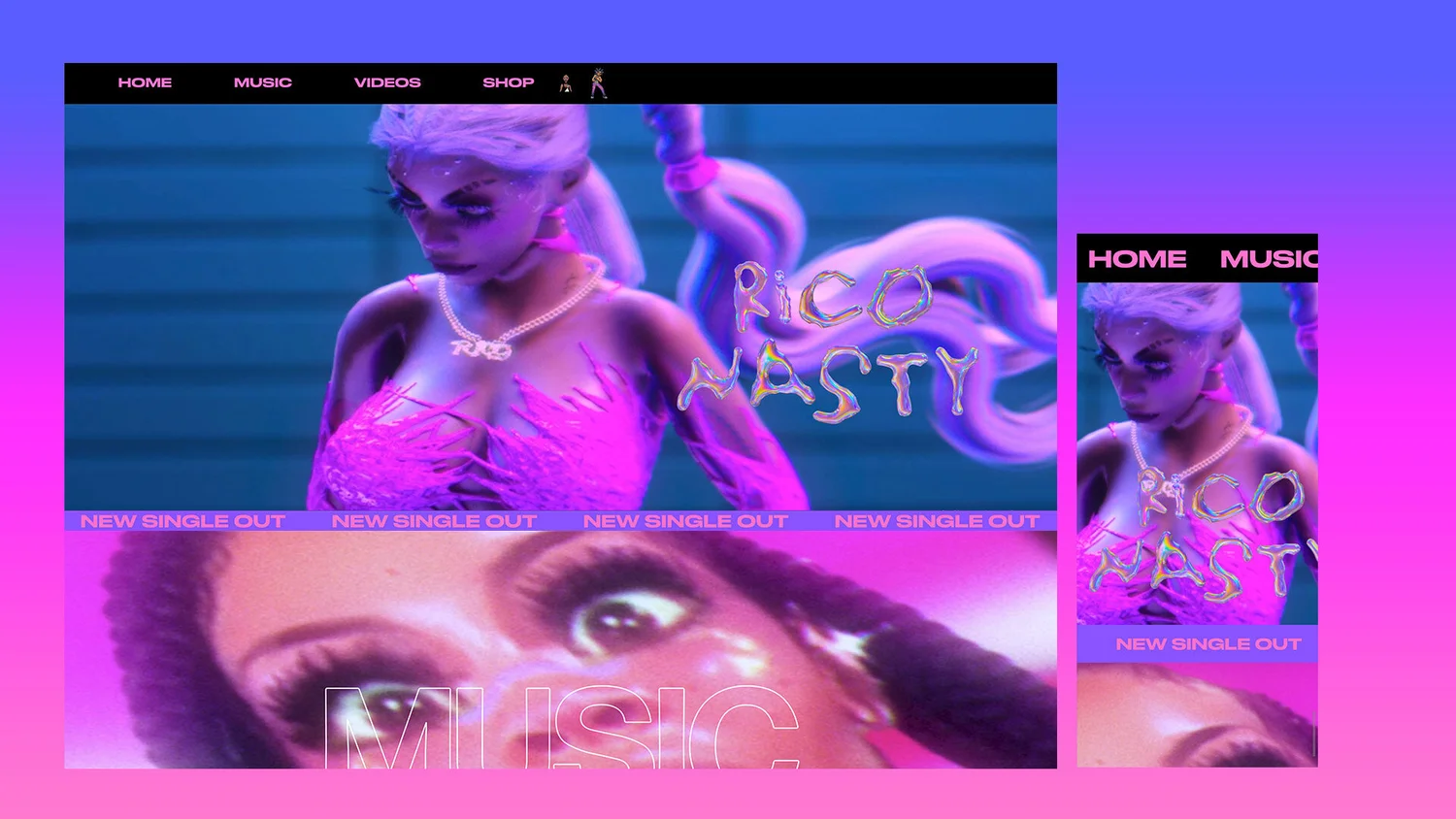 Rico Nasty website mockup