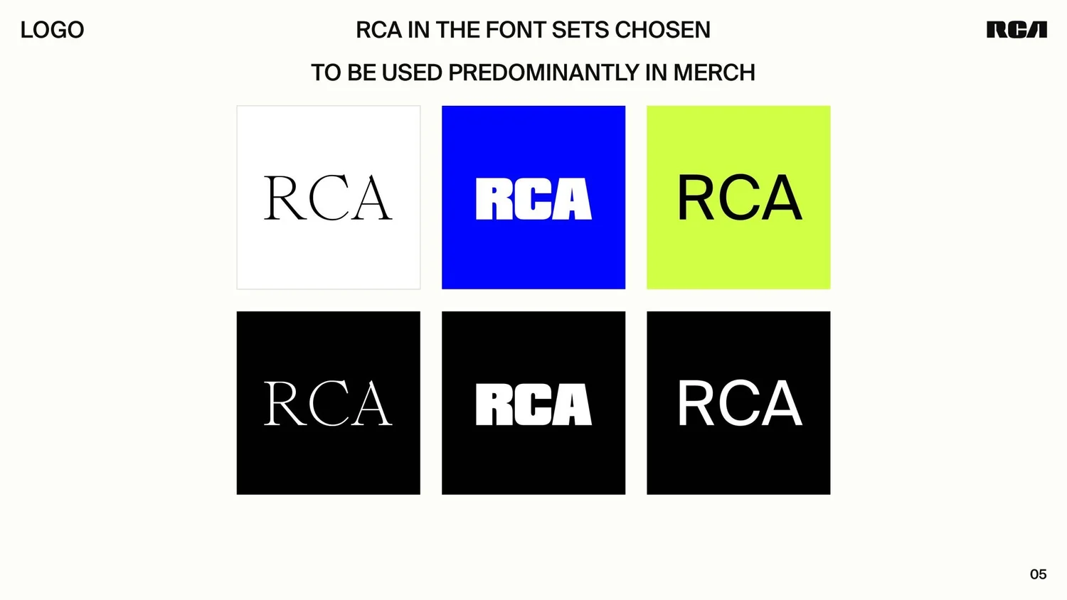 RCA brand guide page