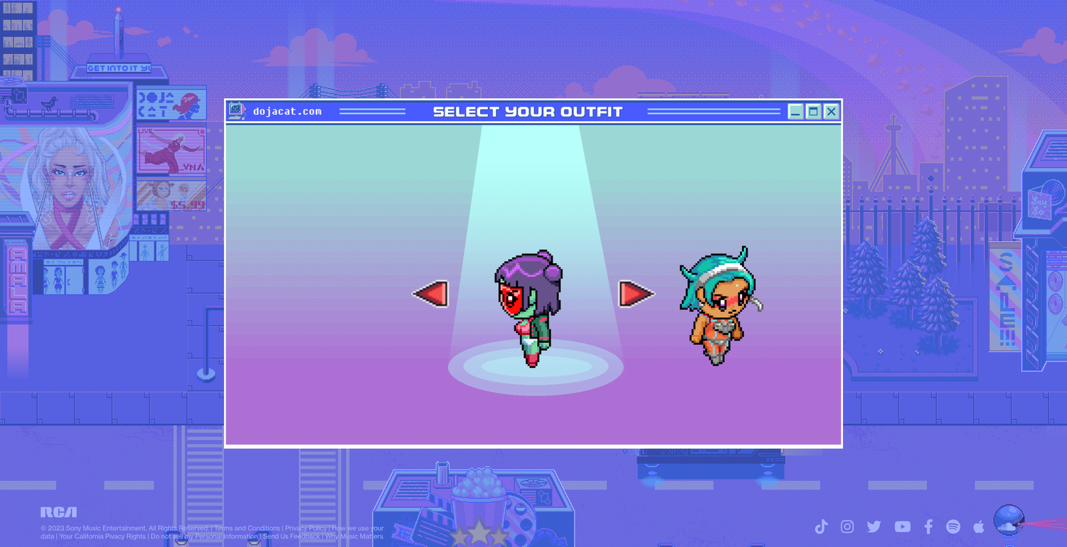 Doja Cat website character selection