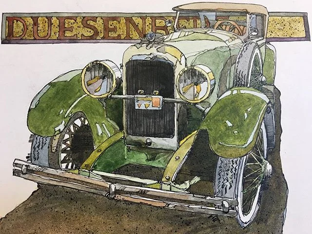 Duesenberg. Watercolor. 7.25x10.75&quot;.⠀
⠀
⠀
Prints available via DM. ⠀
#Weslifferthprints ⠀