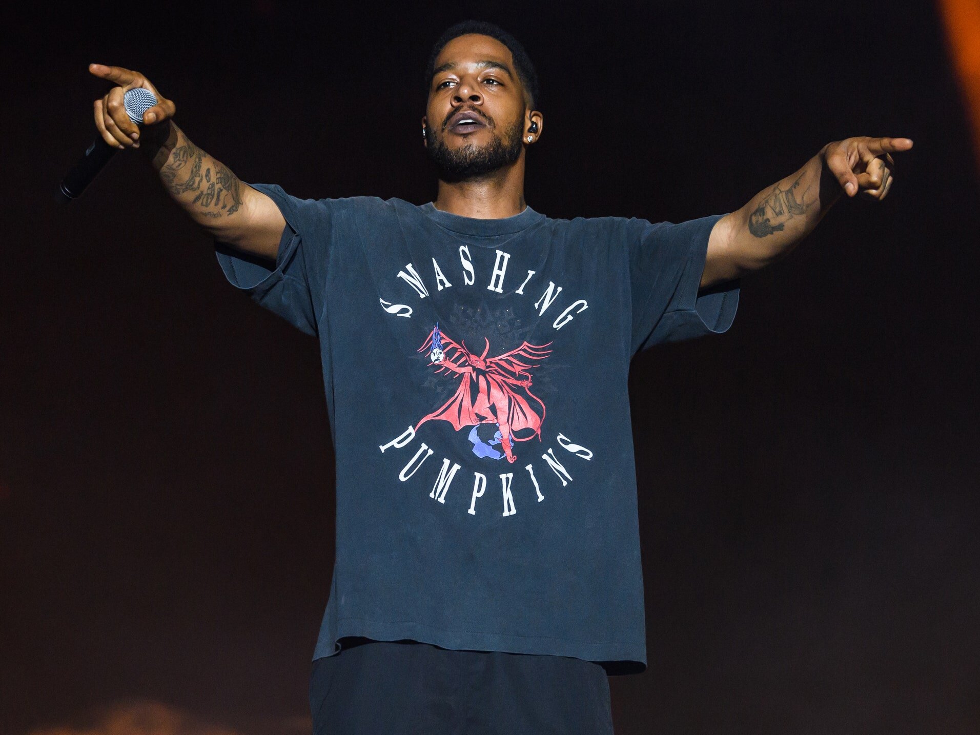 Kid Cudi wearing Smashing Pumpkins tee