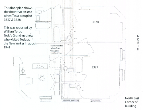Nikola Tesla’s Room 3327 and 3328 at The New Yorker Hotel - 1941
