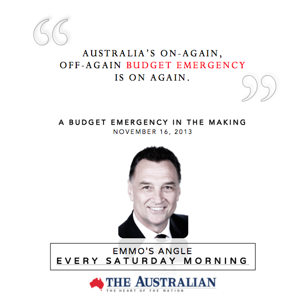Column in The Australian - A Budget Emergency in the Making
