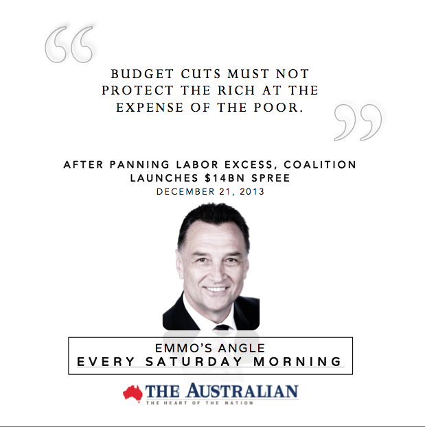 Column in The Australian - After Panning Labor Excess, Coalition Launches $14bn Spree