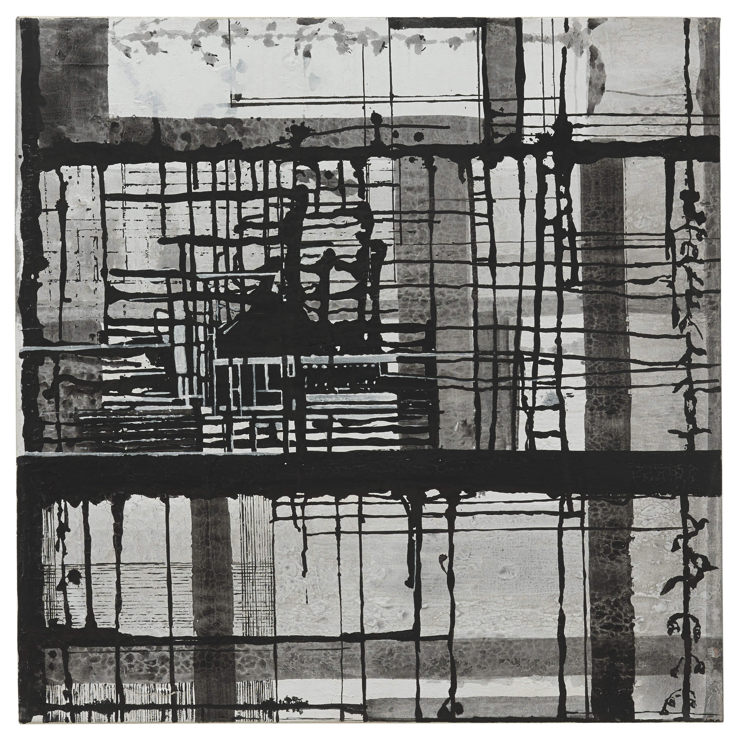 Untitled , 2013, flash and clay on canvas, 36" x 36"
