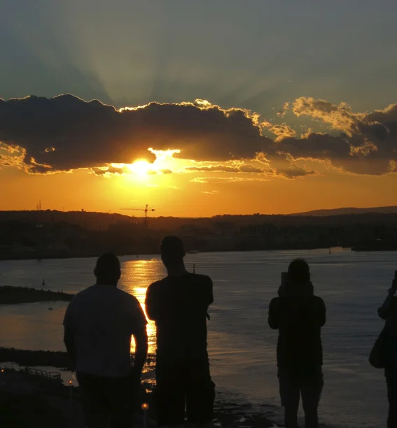 The Sun setting over Newcastle