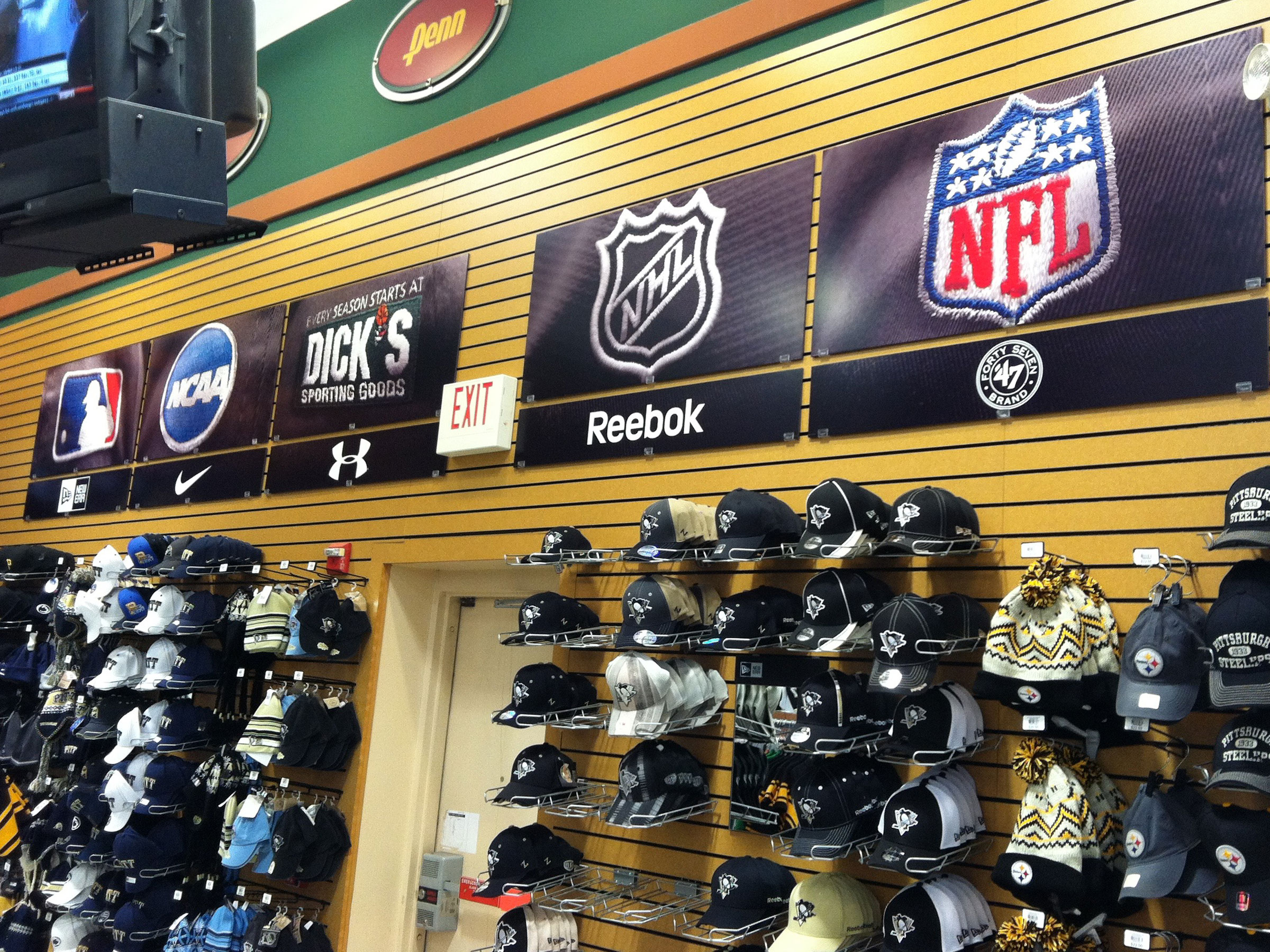 Dick's Sporting Goods - Example of one of many department signage sets. Many sets had to be flexible based on the market and floor plan. Not all stores had the same sports!