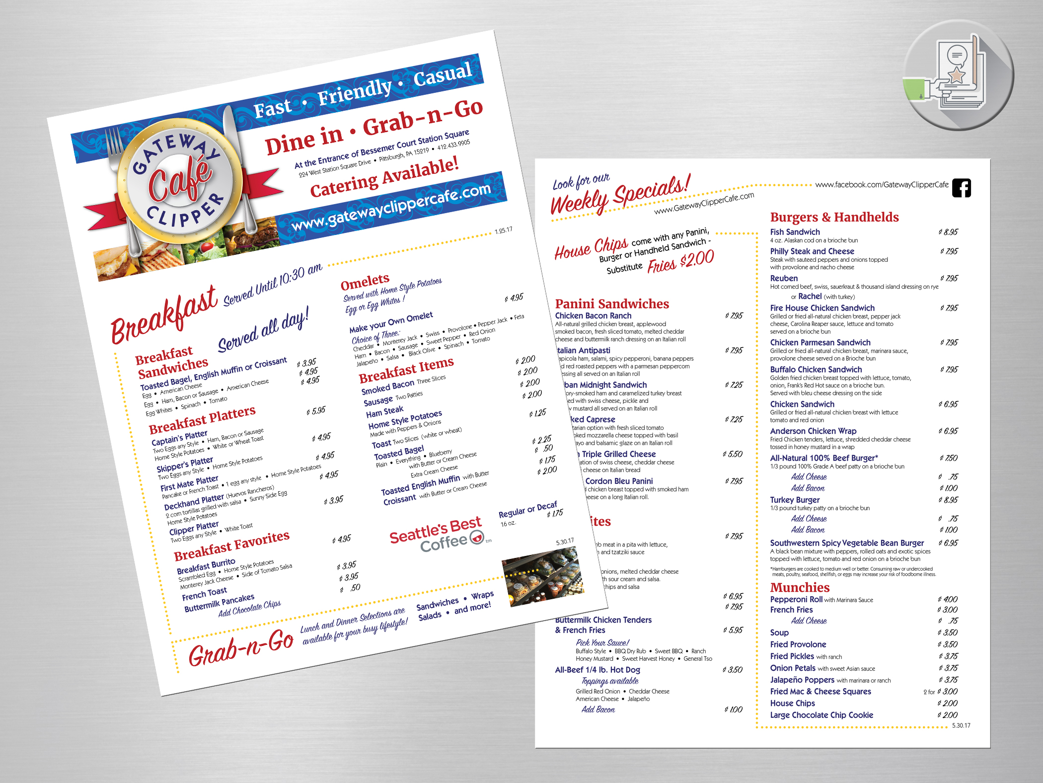 Gateway Clipper Café - menu