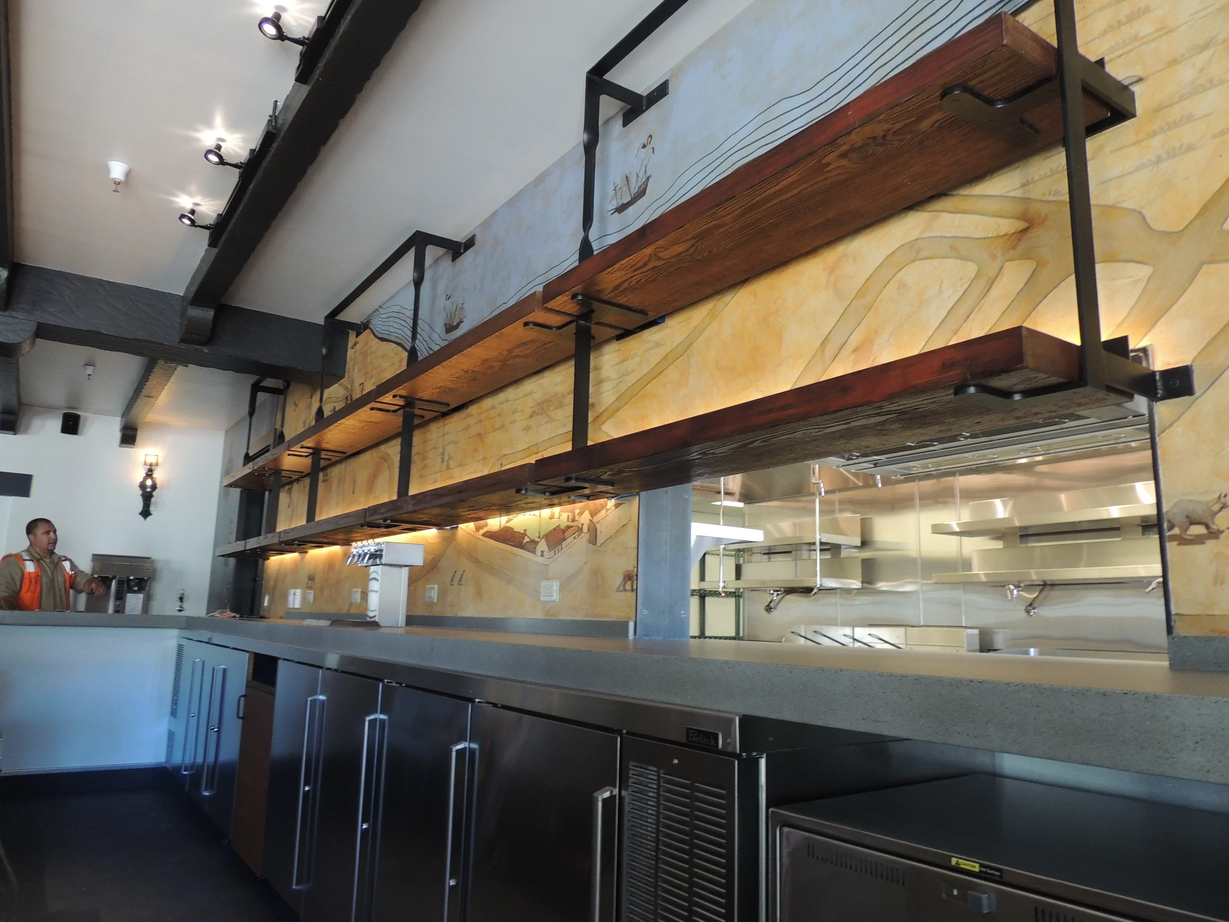 Custom railings installed during construction of the Arguello dining area.