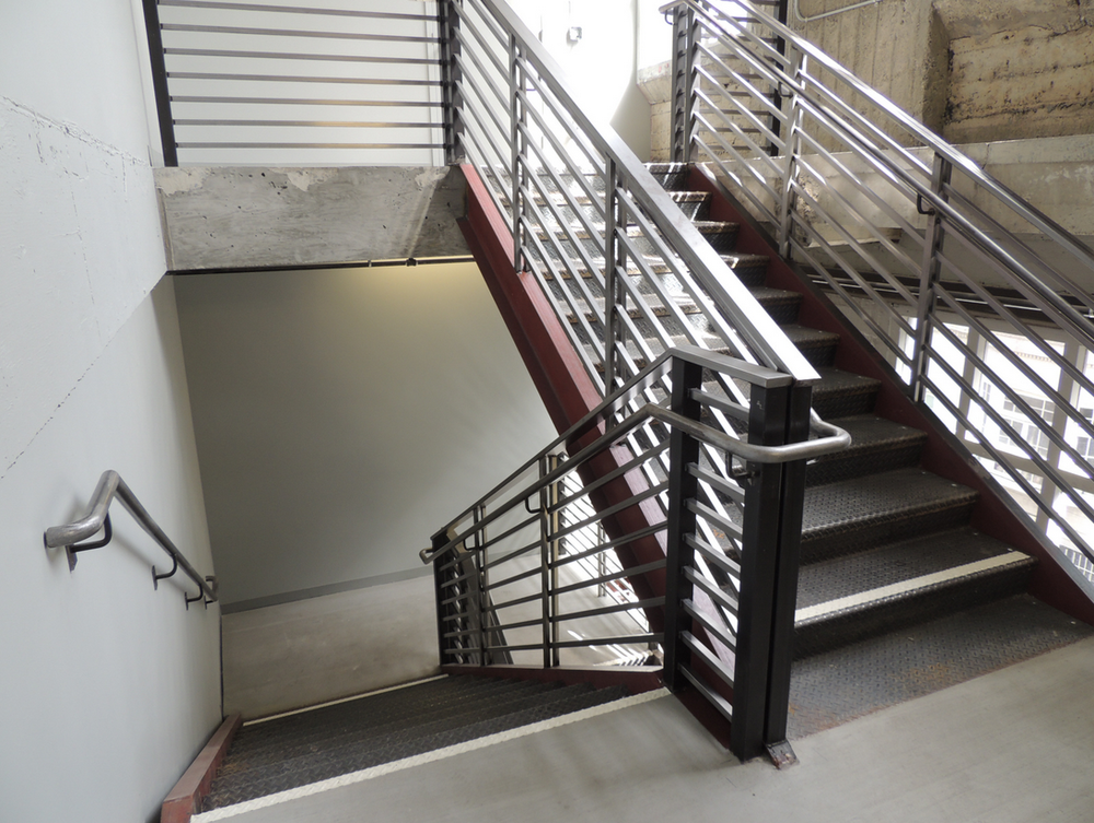 The second stairway at MINI's San Francisco dealership.