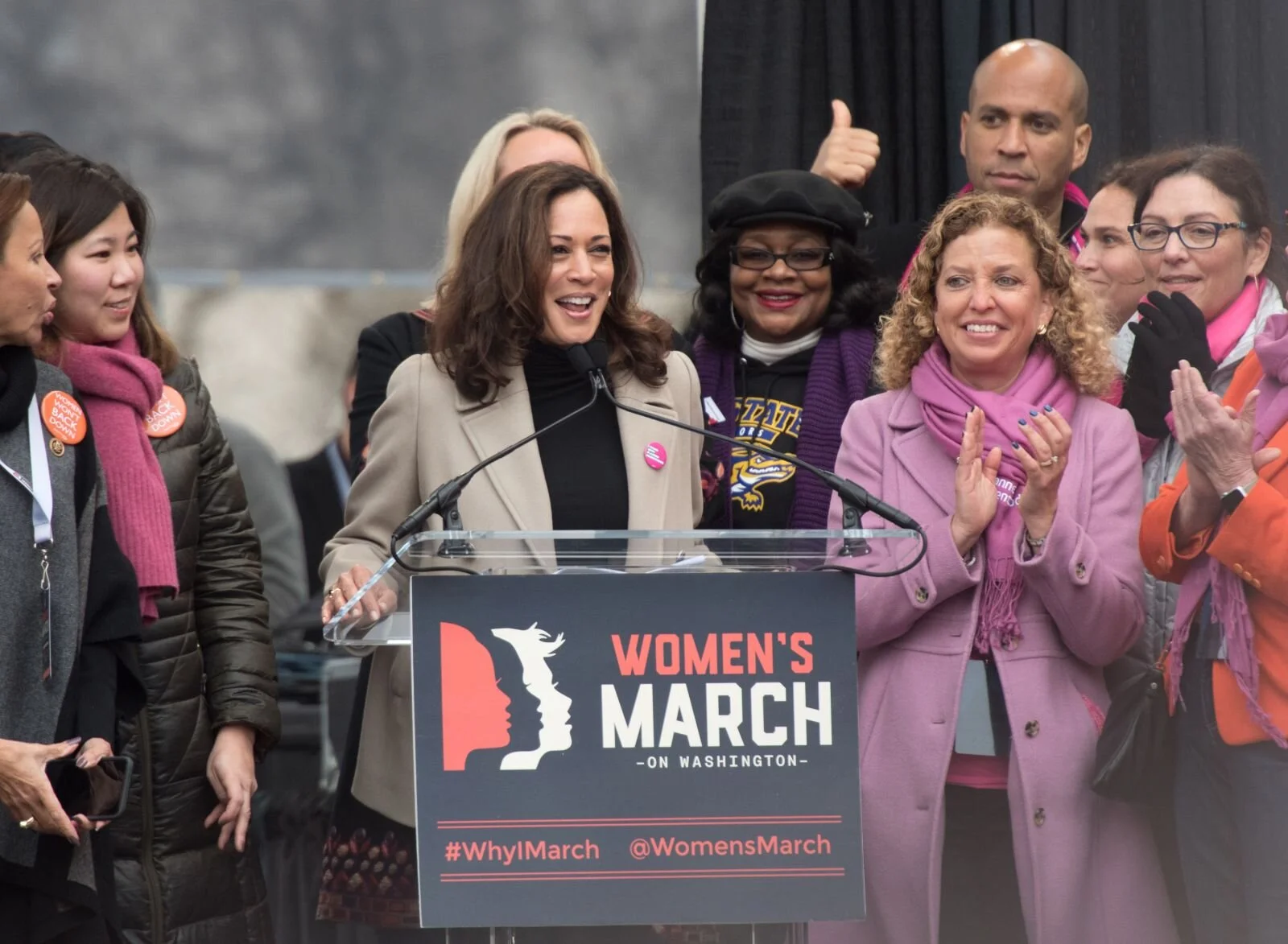 Harris attends the Women's March on Washington in January 2017.  by Noam Galai