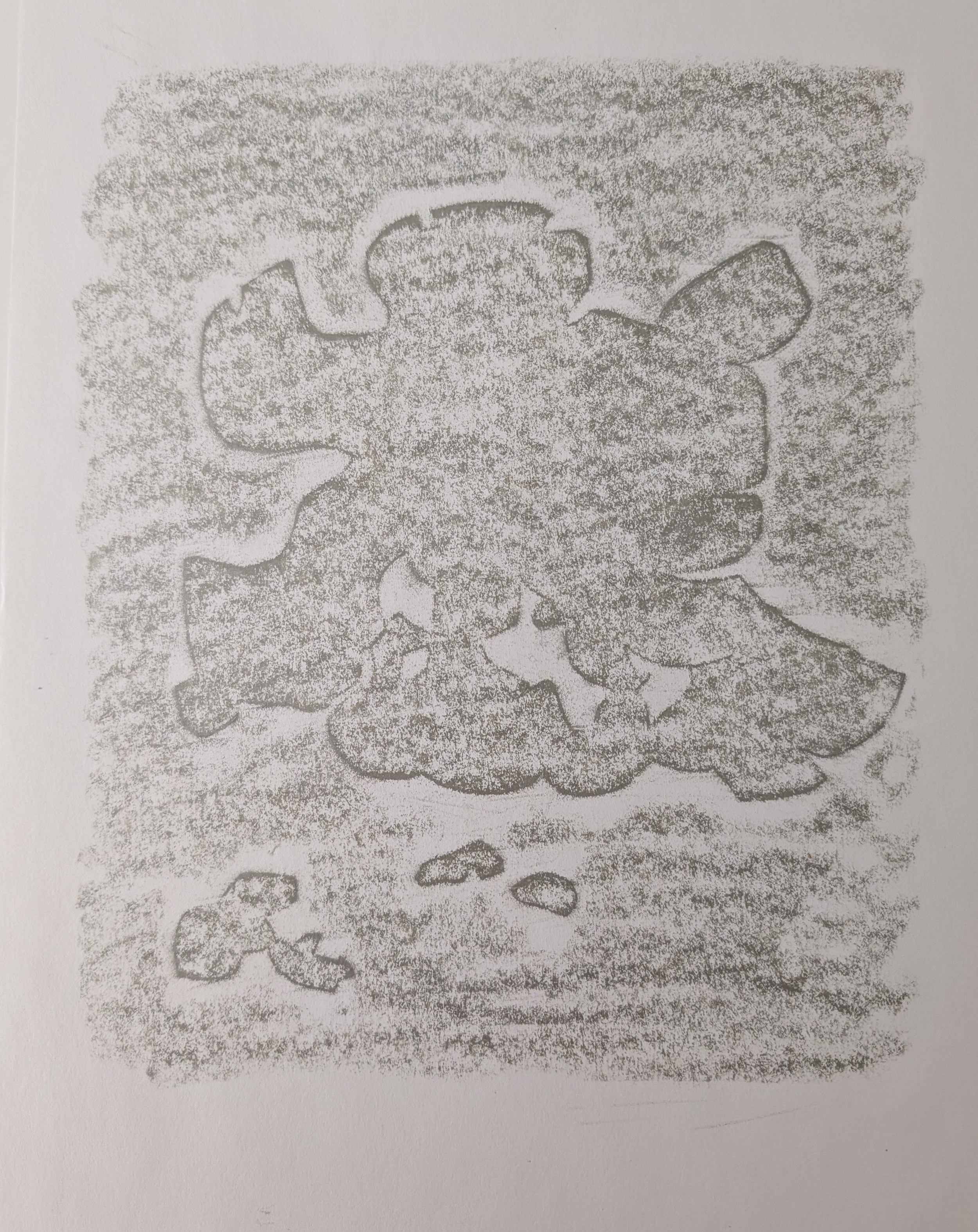 Ice Series 34, frottage (rubbing), 9×12, 2025