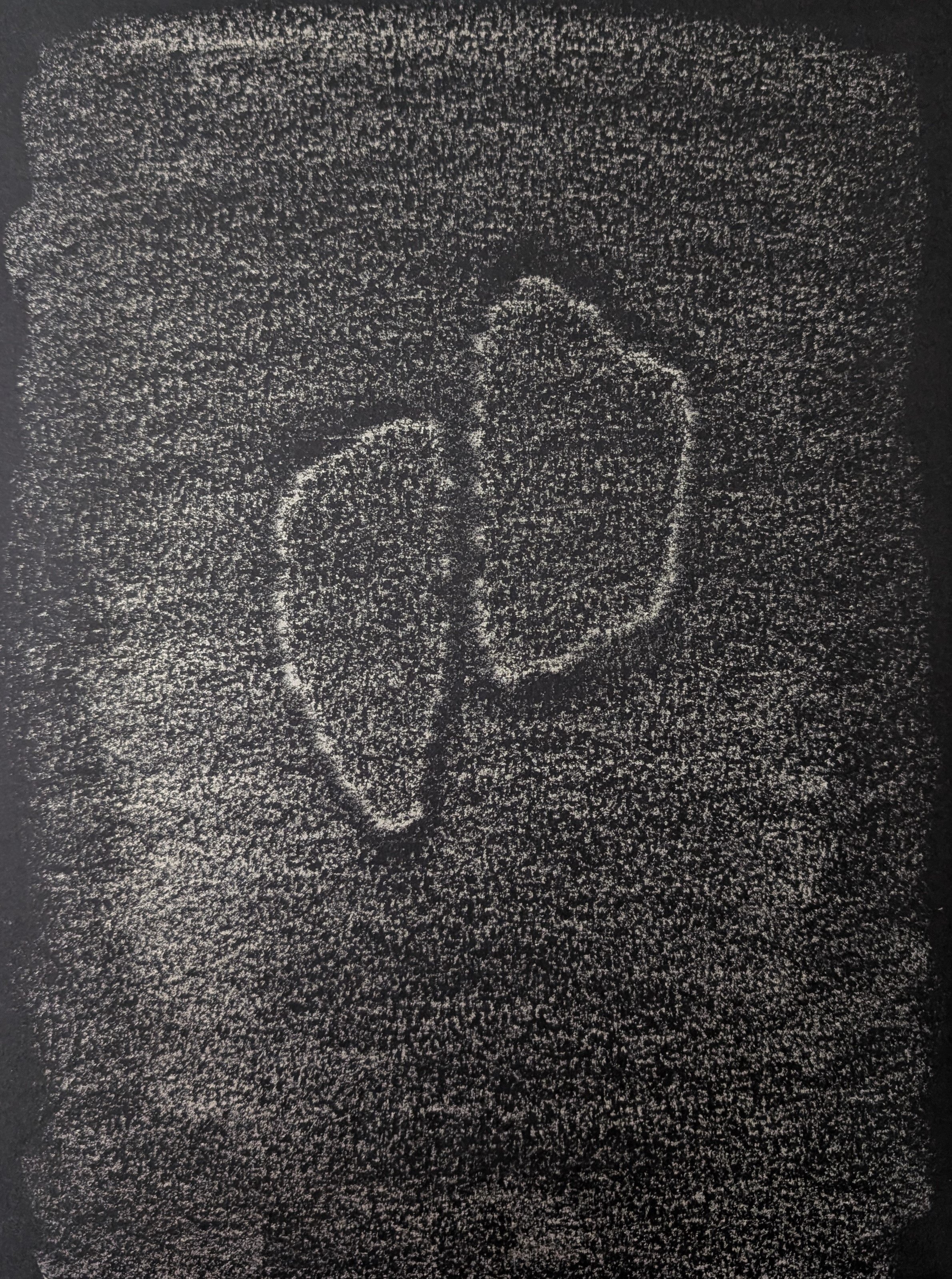 Otoliths 11 , frottage (rubbing) from hand-cut paper using artist’s crayons, 9×12, 2025.