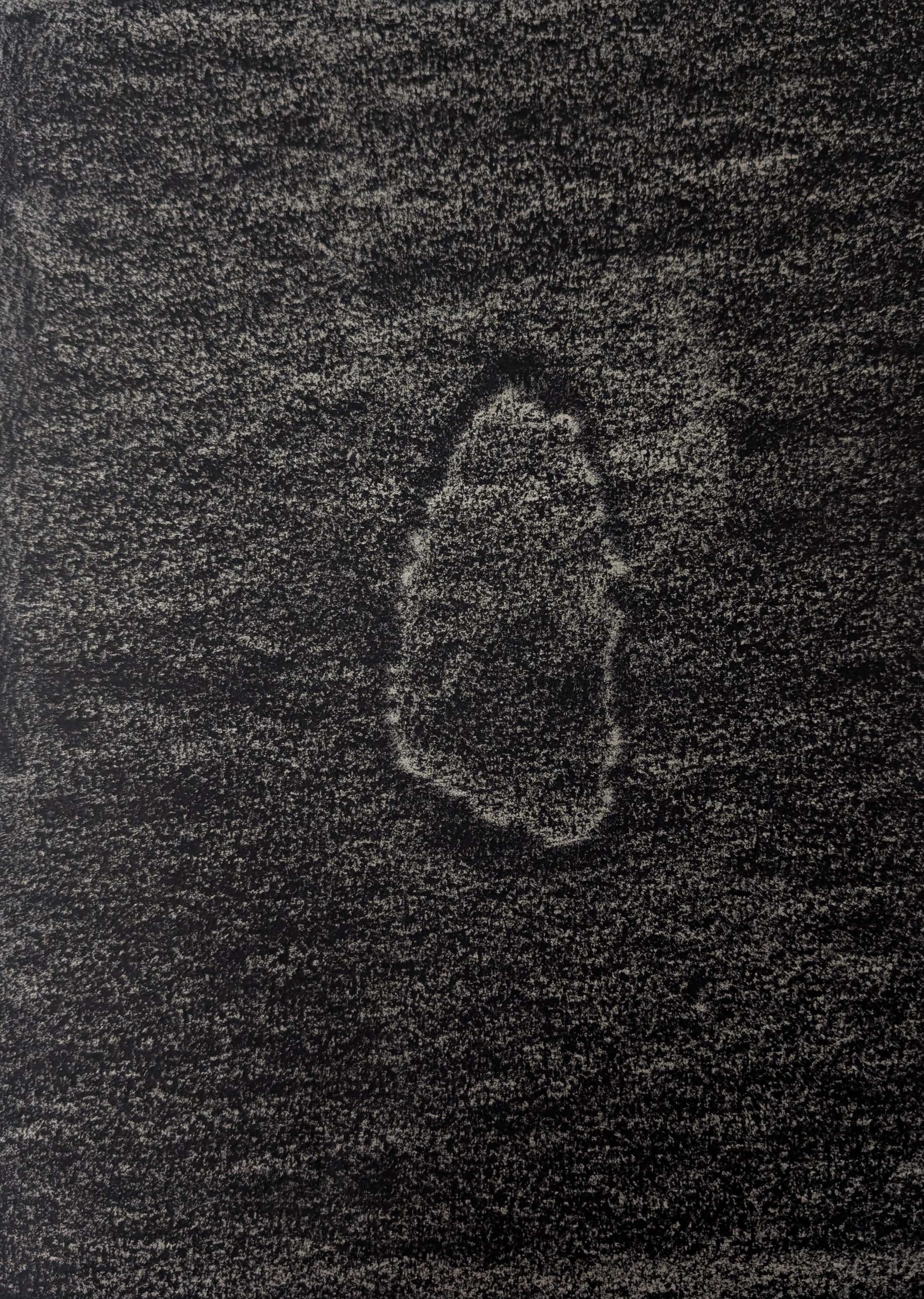 Otoliths 16 , frottage (rubbing) from hand-cut paper using artist’s crayons, 9×12, 2025.