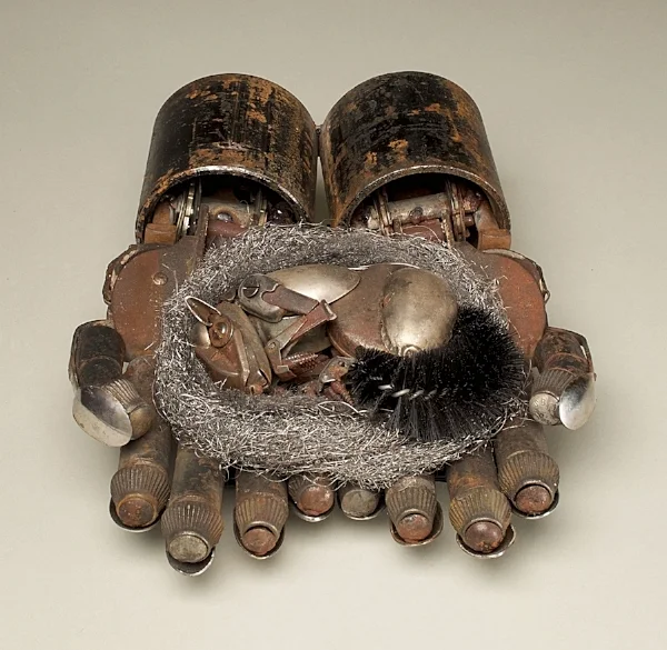 Hibernator, repurposed metal, 4 x 9 x 11"