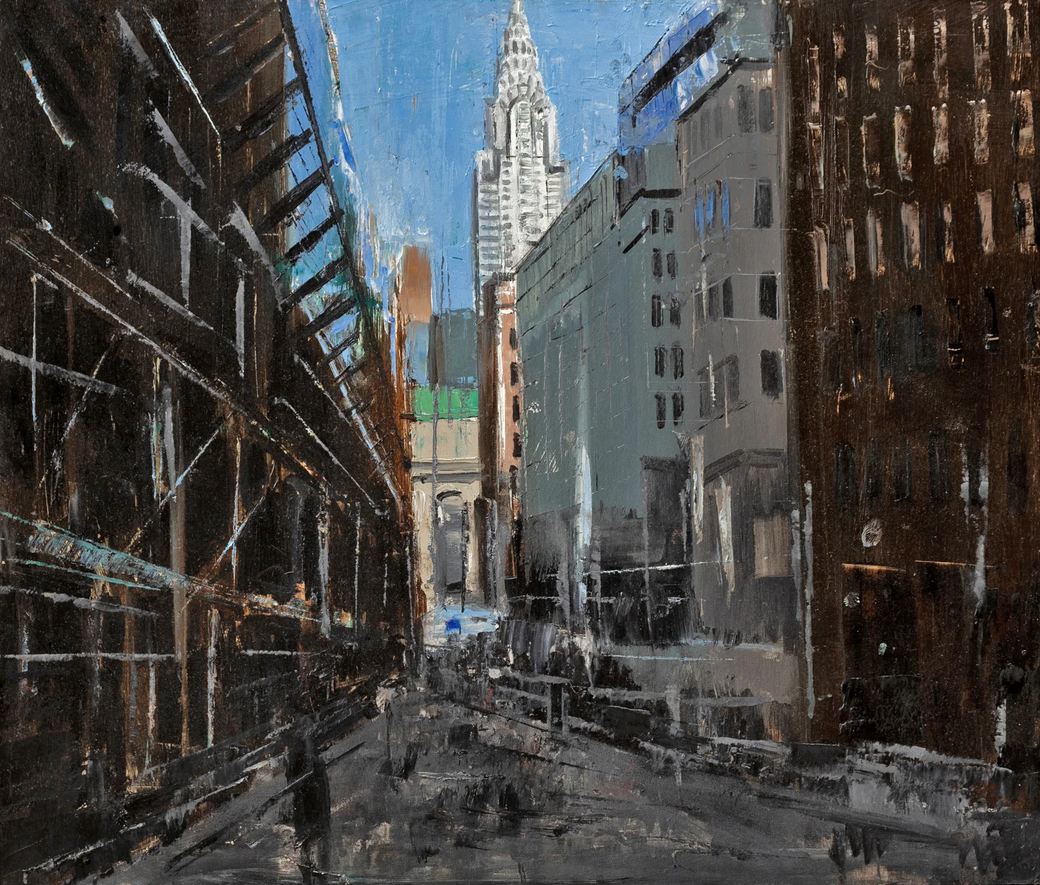 Scaffolding, oil on panel, 20 x 24"