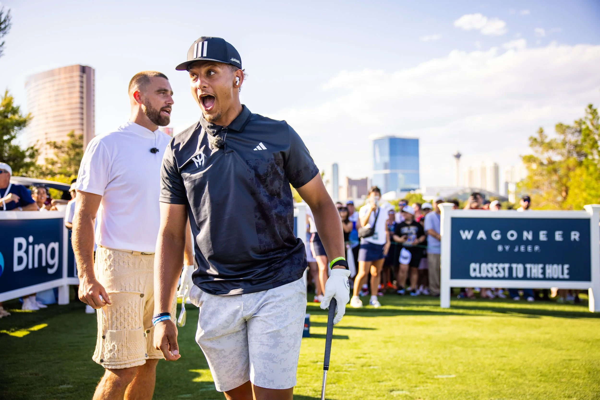 Travis Kelce, Patrick Mahomes. The Match for TNT at The Wynn Golf Club, Las Vegas (Copy)