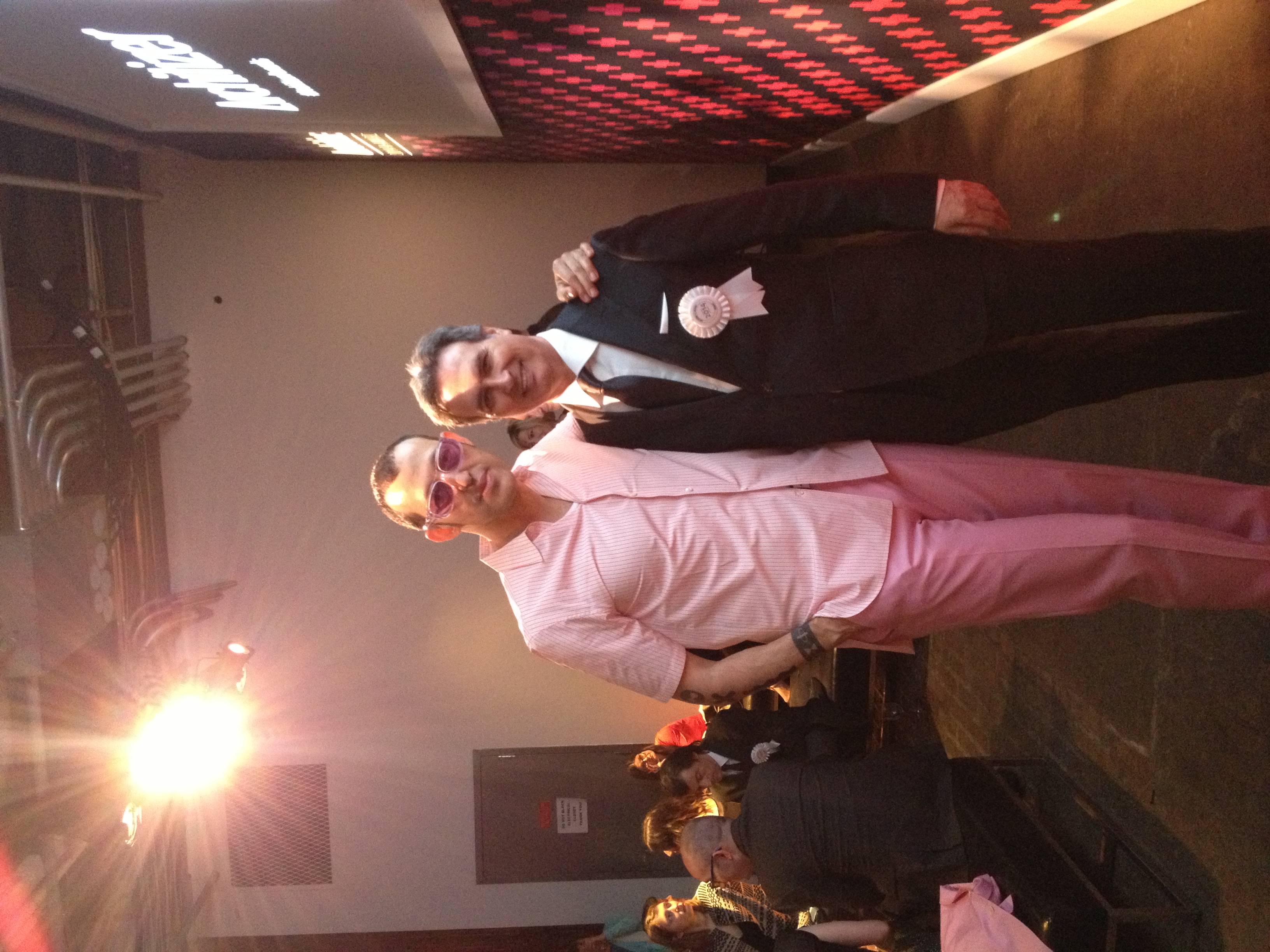 Karim Rashid and Adrian Levin at A+Awards. This is Karim's interpretation of a black tie event - tickles me pink ! 