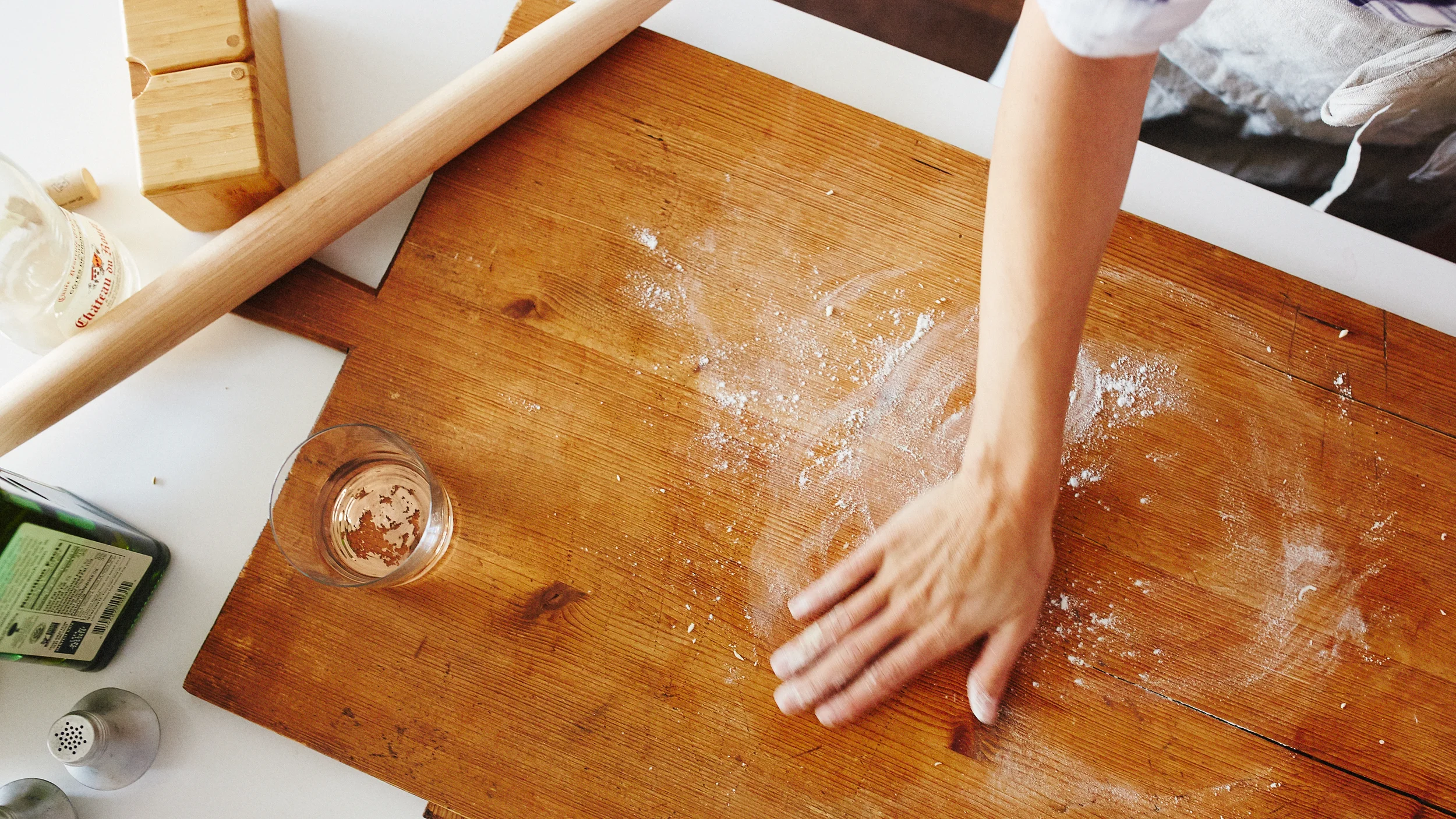 dusting surface with flour