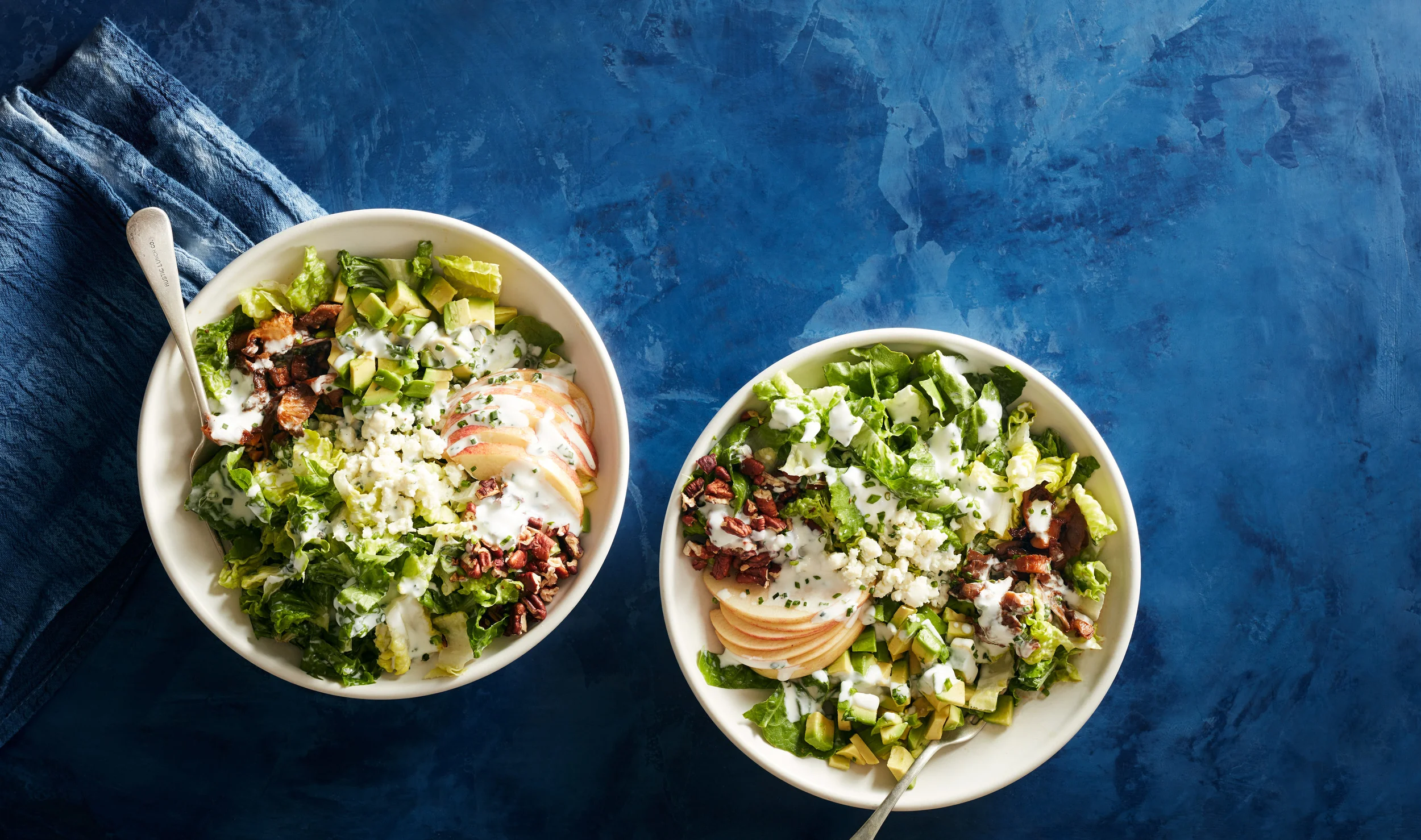 cobb salad on blue