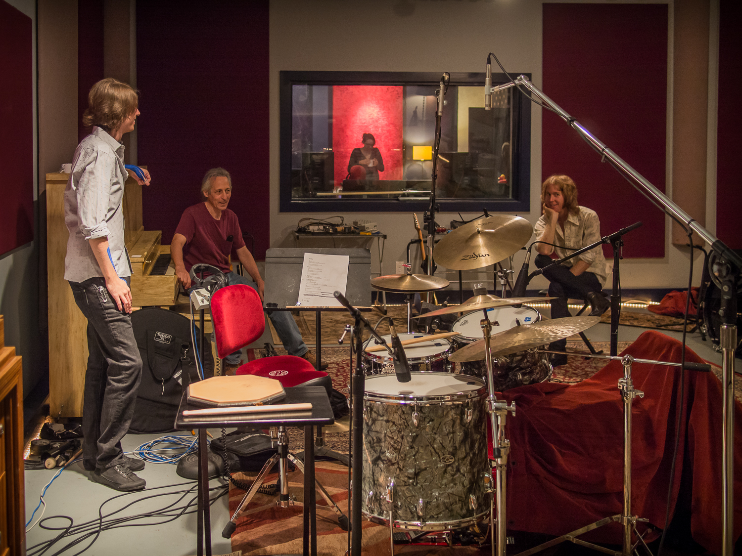 Listening back after laying down some drums and upright bass