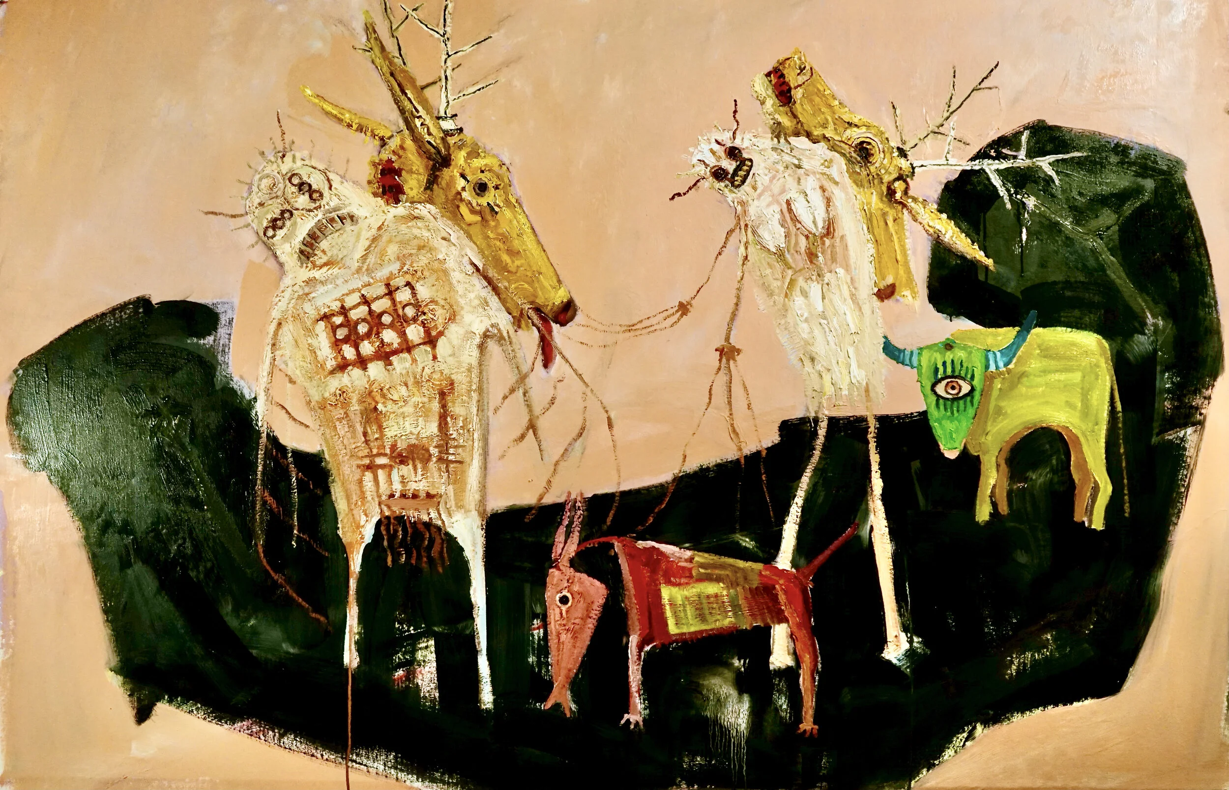 Two Hunters, 48"x 60", Oil on Canvas, $11,000