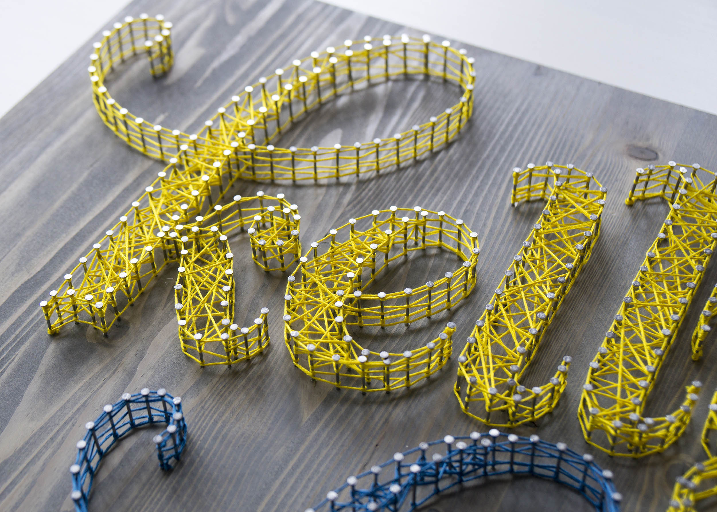 Many, many, many hours later... we're done! Close up of our yellow string...