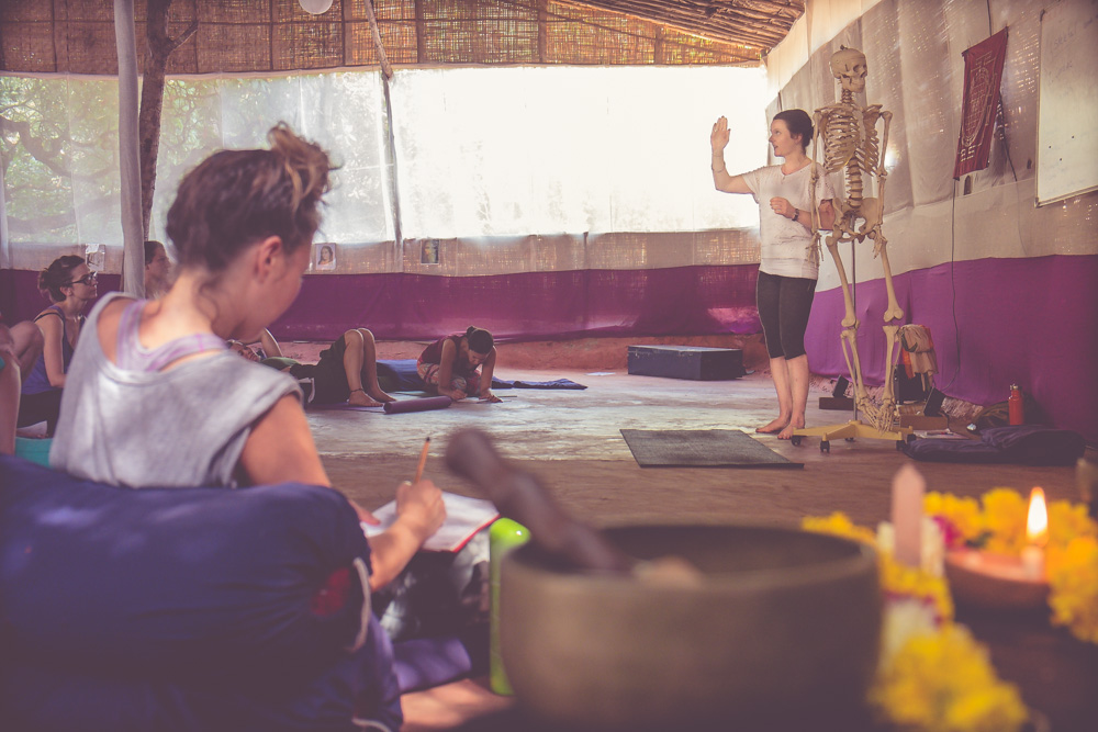 Anatomy Class on the TRIBE TTC. Liza is Currently teaching Anatomy on Yoga Teacher Training courses in Goa, South India
