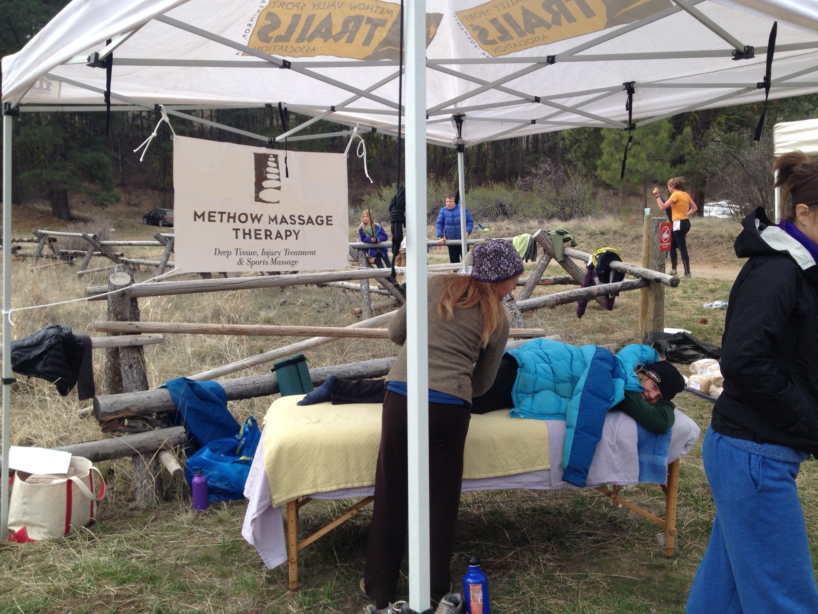 Women's 9-mile winner Heidi Dunn getting a head start on her recovery. Thanks, Dawn!