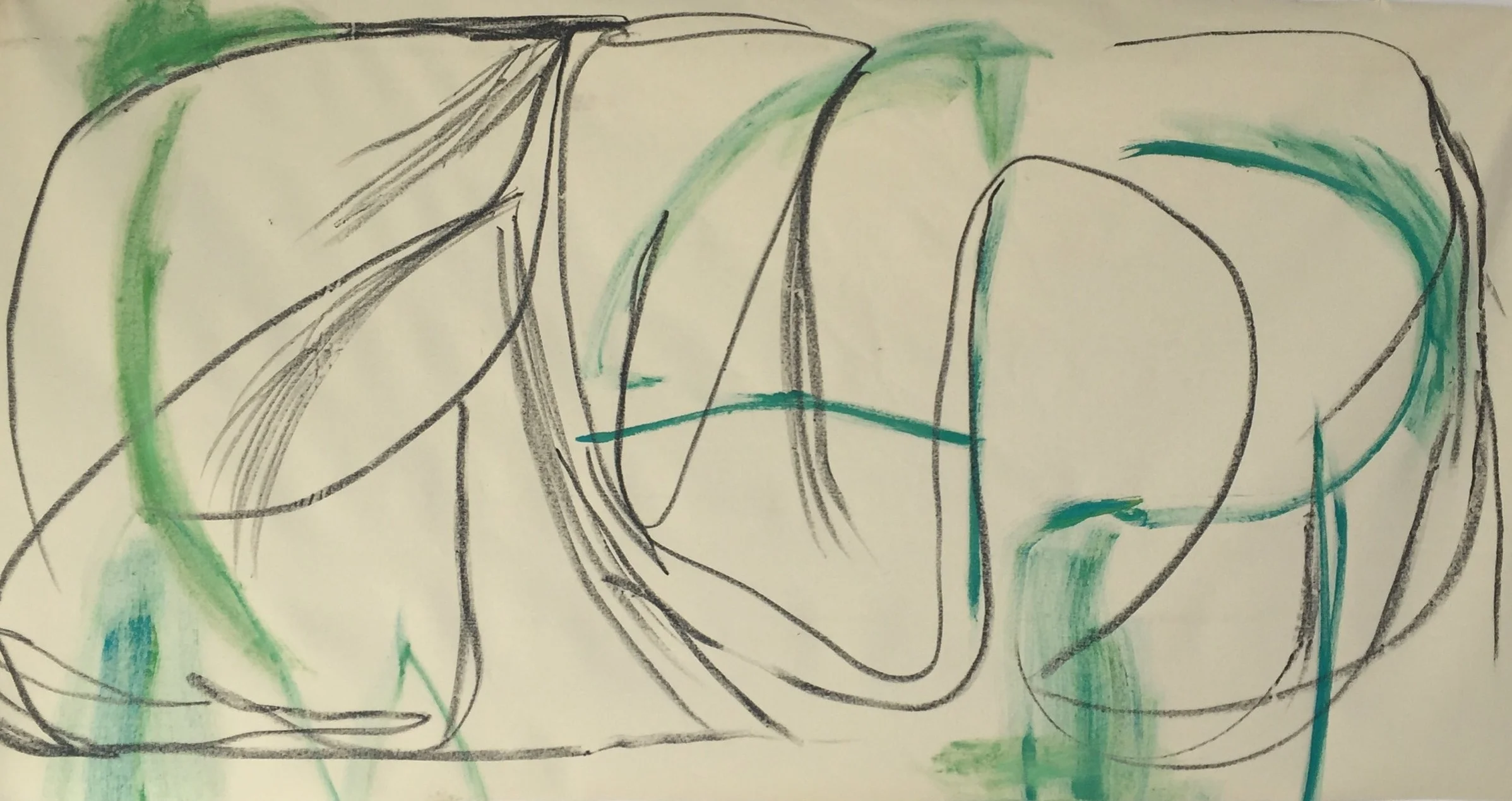       Untitled    oil stick and acrylic on canvas  42 x 80 inches          