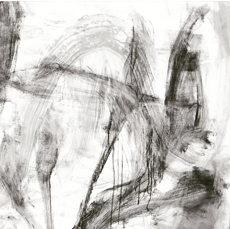  Barely there anymore  ink &amp; acrylic on canvas  20 x 20 inches 