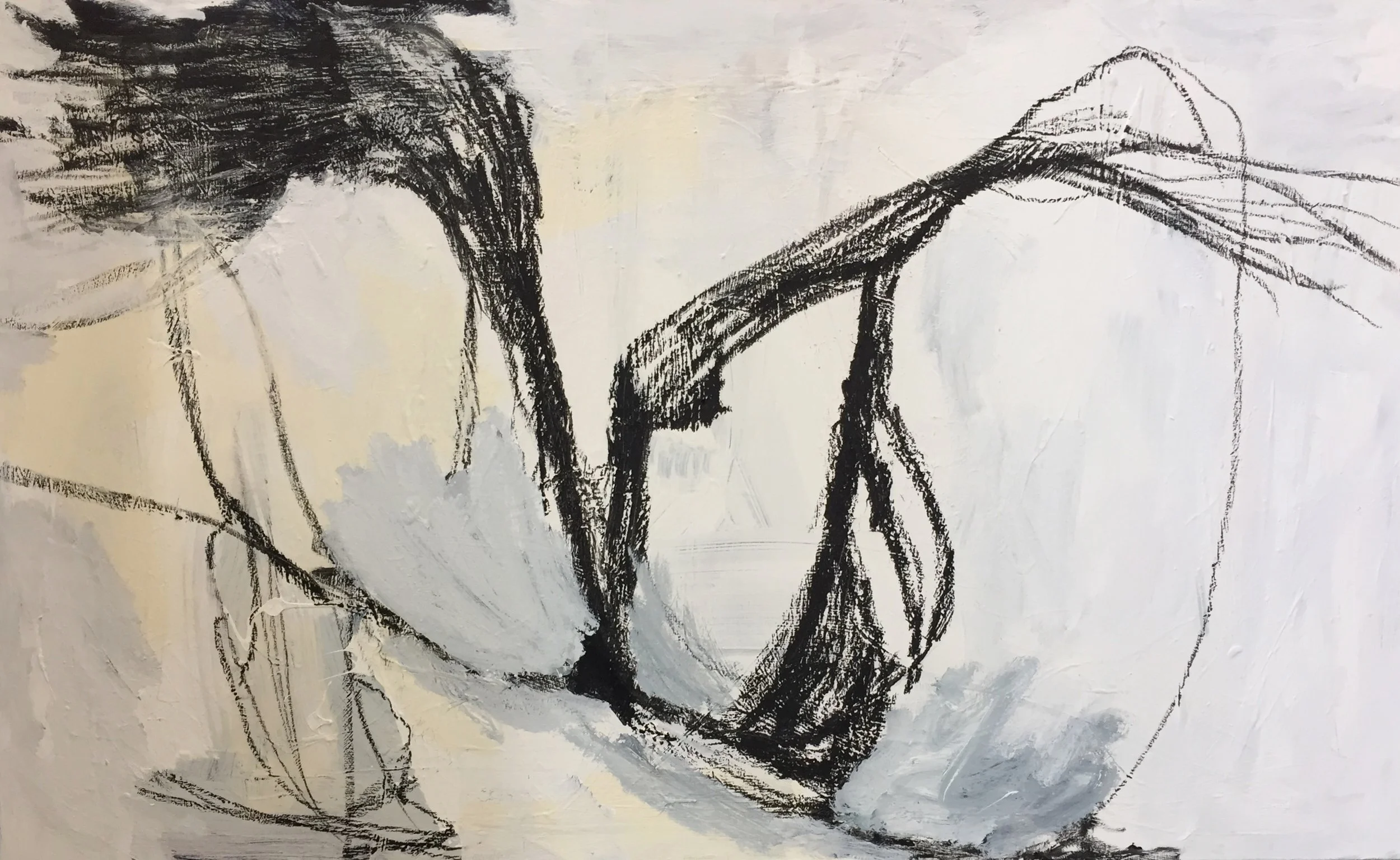 The Departure ink, oil & acrylic on canvas 60 x 40 inch