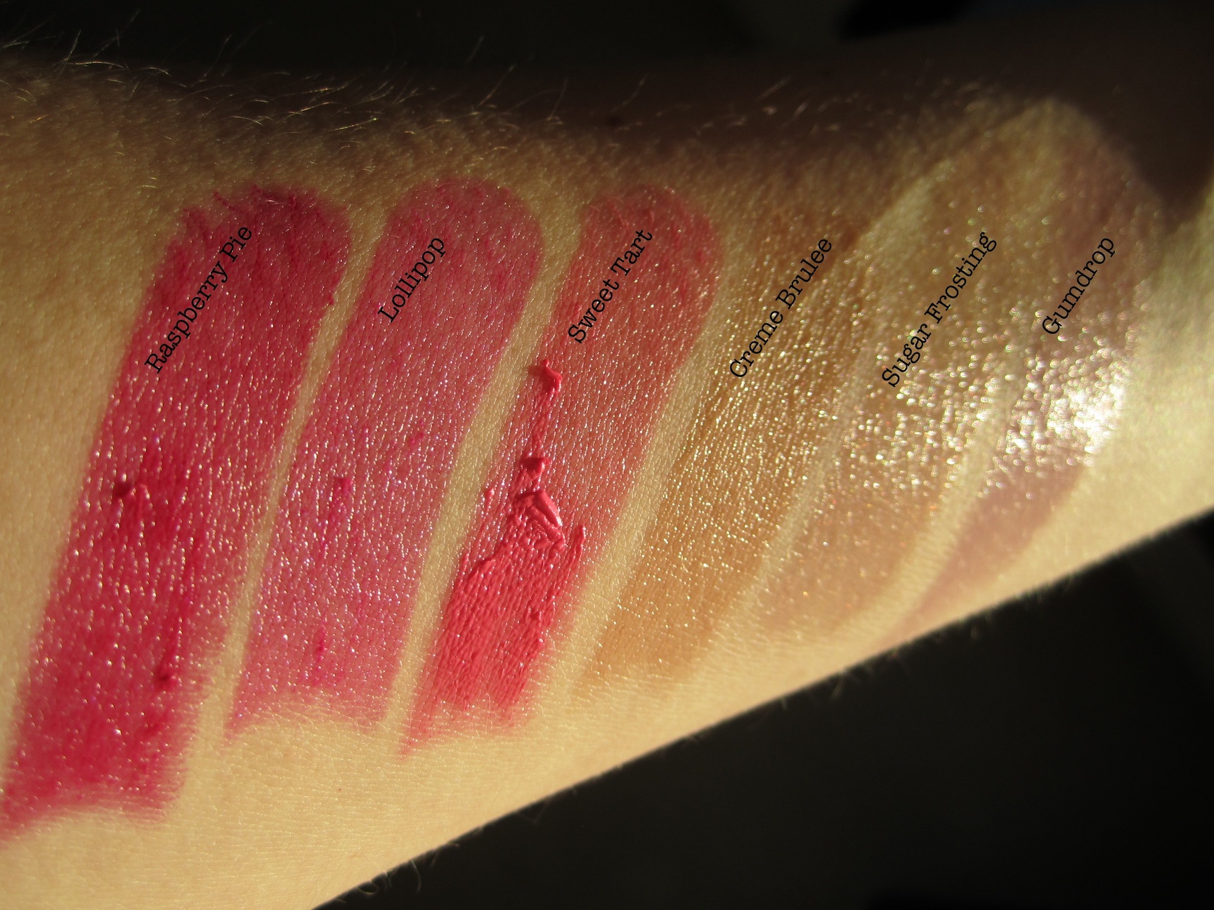 Swatches in direct sunlight