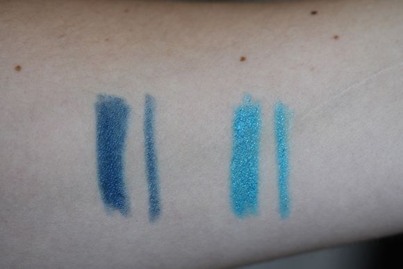 Swatches of Savvy by DB (left) and Essence (right)