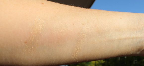 Left - Essence 01 It's Magic & Right - TheBalm Mary-Lou Manizer under direct sunlight