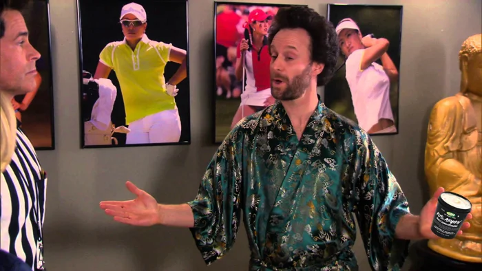 "We're all out of Paunch Burger here, but Michelle Wie will keep you company while I finish my shower."