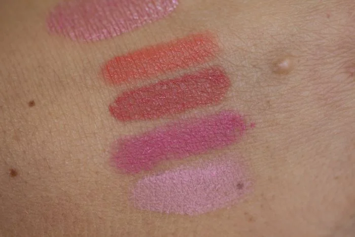 Close up of NARS Satin Lip Pencils in Torres del Paine, Descanso, Villa Lante & Stourhead