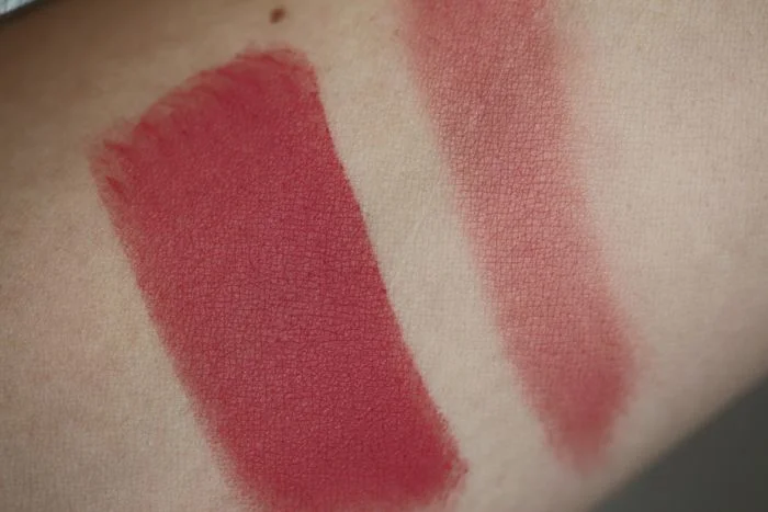 Swatches of Laos: applied dry (left) and wet (right)