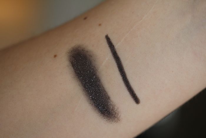 Swatches of Holy Black blended (left) and untouched (right) 