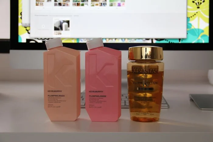 Kevin Murphy's Plumping Wash and Rinse and Kerastase's Elixir Ultime Sublime Cleansing Oil Shampoo
