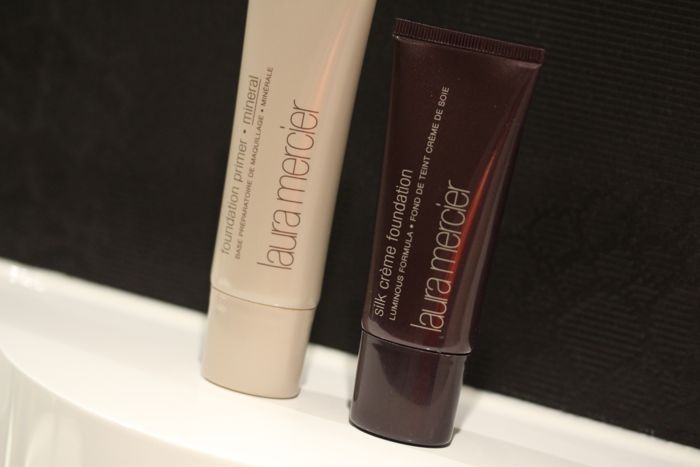 Laura Mercier's Foundation Primer (left) and Silk Creme Foundation (right)