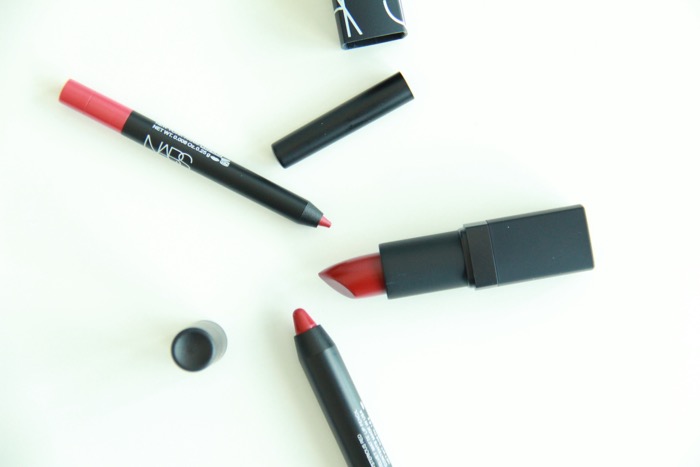 Mysterious Red Velvet Matte Lip Pencil (bottom), Flamenco (middle), and Misdemeanor Lip Liner (top)